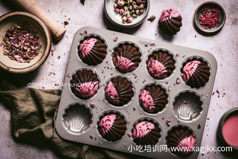 [食谱] 颜值超高-玫瑰巧克力玛德莲胖贝壳(可变化成摩卡口味)--制作方式